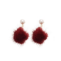 Bear and Pom Pom Drop Stud Earrings in Three Color Styles view 5
