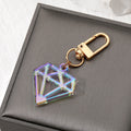 Gold Tone Iridescent Acrylic Heart and Gem Clip Keychains view 4