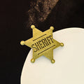 Antique Brass Six Point Star Sheriff Badge Brooch Pin view 1