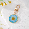 Round Resin Daisy Keychains Gold Silver Frames 6 Styles view 6