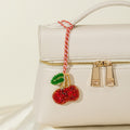 Red Beaded Cherry Charm Pendant With Rhinestone Accents view 5