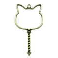 Cat Head Open Frame Charm In Antique Bronze For Jewelry Making view 4