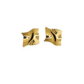 Gold and Silver Crumpled Square Statement Stud Earrings view 5