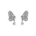Silver Crystal Butterfly Drop Earrings Teardrop Dangles view 5