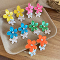 Bright Floral Crystal Stud Earrings in Five Colors view 1