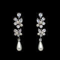 Marquise Leaf And Pearl-Like Long Drop Earrings In Silver Tone view 2