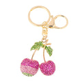 Double Cherry Rhinestone Keychain Green Leaves Three Colors view 5