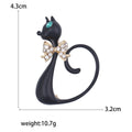 Metal Long Tail Cat Brooch with Rhinestone Bow Five Colors view 7