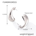 Gold Steel Chubby Teardrop Stud Earrings Polished Pair view 6