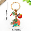 Four Orange Camping Beach and Palm Tree Metal Keychain Designs view 4