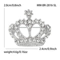 Openwork Crystal Crown Brooch in Gold or Silver Tone view 7