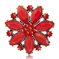 Antique Bronze Round Flower Brooch Turquoise and Red view 5