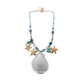 Blue Bead Starfish Shell Tassel Earring and Necklace Pieces view 5