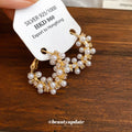 Clustered Faux Pearl Hoop Earrings With Gold Tone Hardware view 2