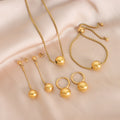 Gold Box Chain Sliding Sphere Necklace Bracelet Earrings view 2