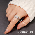 White Metal Pave Clear Stone Bow Knot Multi Row Ring Alloy view 4