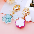 Crystal Cat Paw Keychains in Pink Purple Blue Green Yellow and Assorted Colors view 2