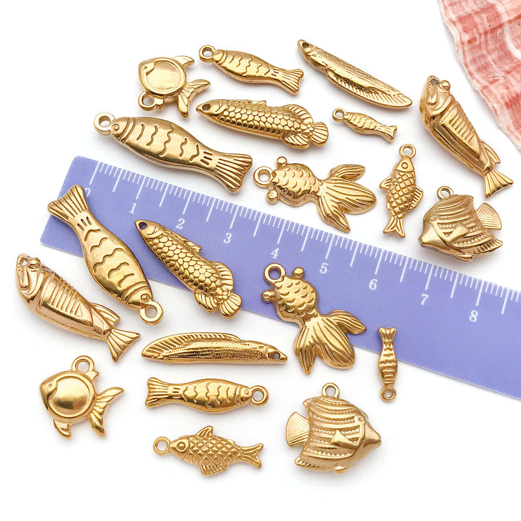 Stainless Steel Mermaid Shell Starfish Charm Pendant for DIY Bracelet Necklace