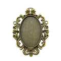 Classic Scroll Oval Cabochon Pendant Trays in Two Finishes view 1