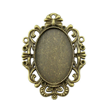 Classic Scroll Oval Cabochon Pendant Trays in Two Finishes