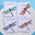 Slim Crystal Dragonfly Brooch in Four Bright Colors view 3