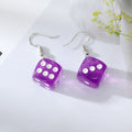 Silver Tone Translucent Resin Dice Hook Earrings in Nine Colors view 7