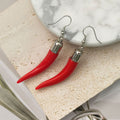 Silver Tone Resin Chili Pepper Hook Earrings in Eleven Colors view 12
