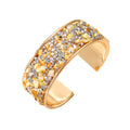Gold Tone Crushed Stone and Beaded Wide Open Cuff Bracelets view 5