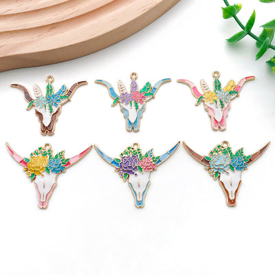 Colorful flower charms shown in a close-up product view