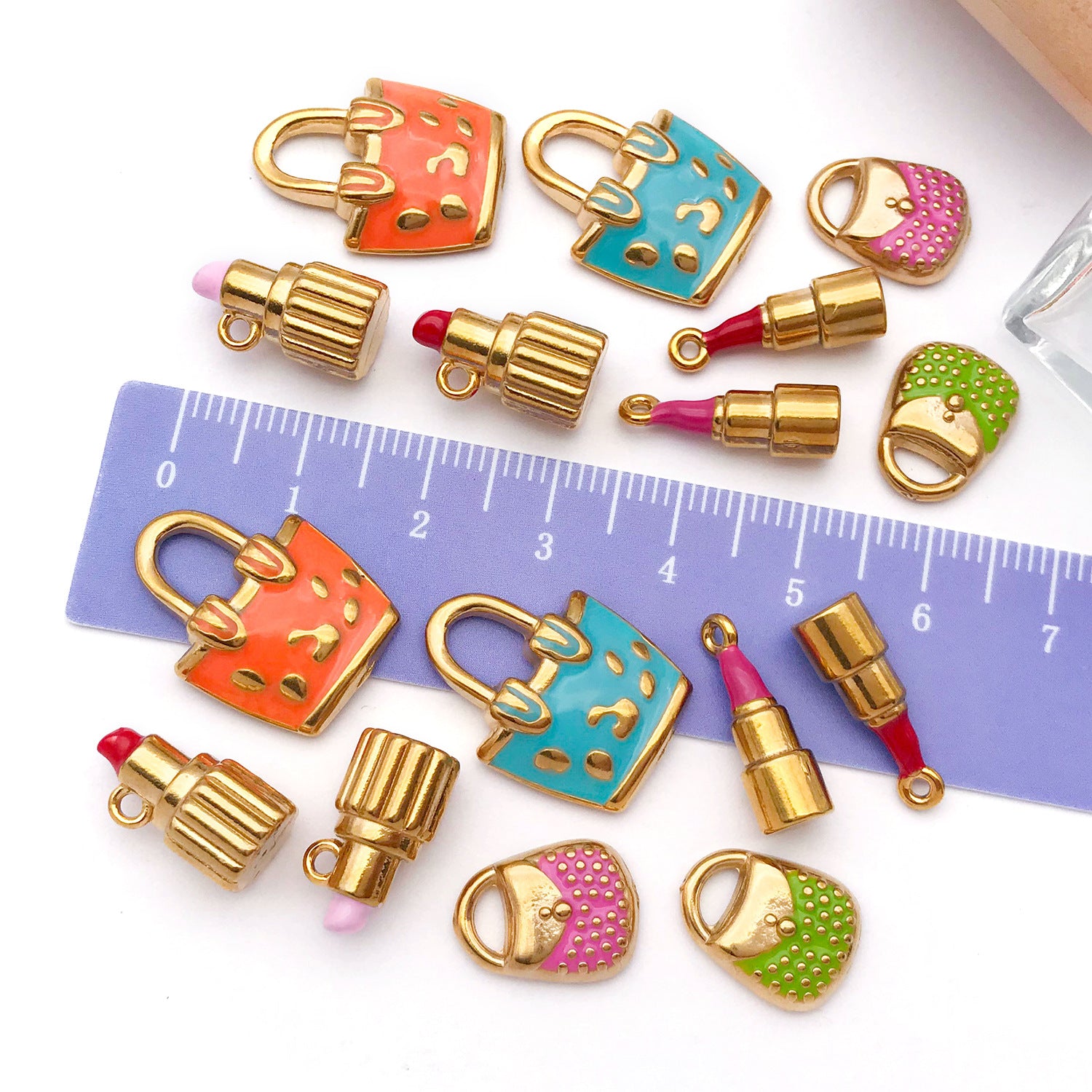 Stainless Steel Colorful Lipstick Charm Pendant for Bracelet Necklace Keychain DIY