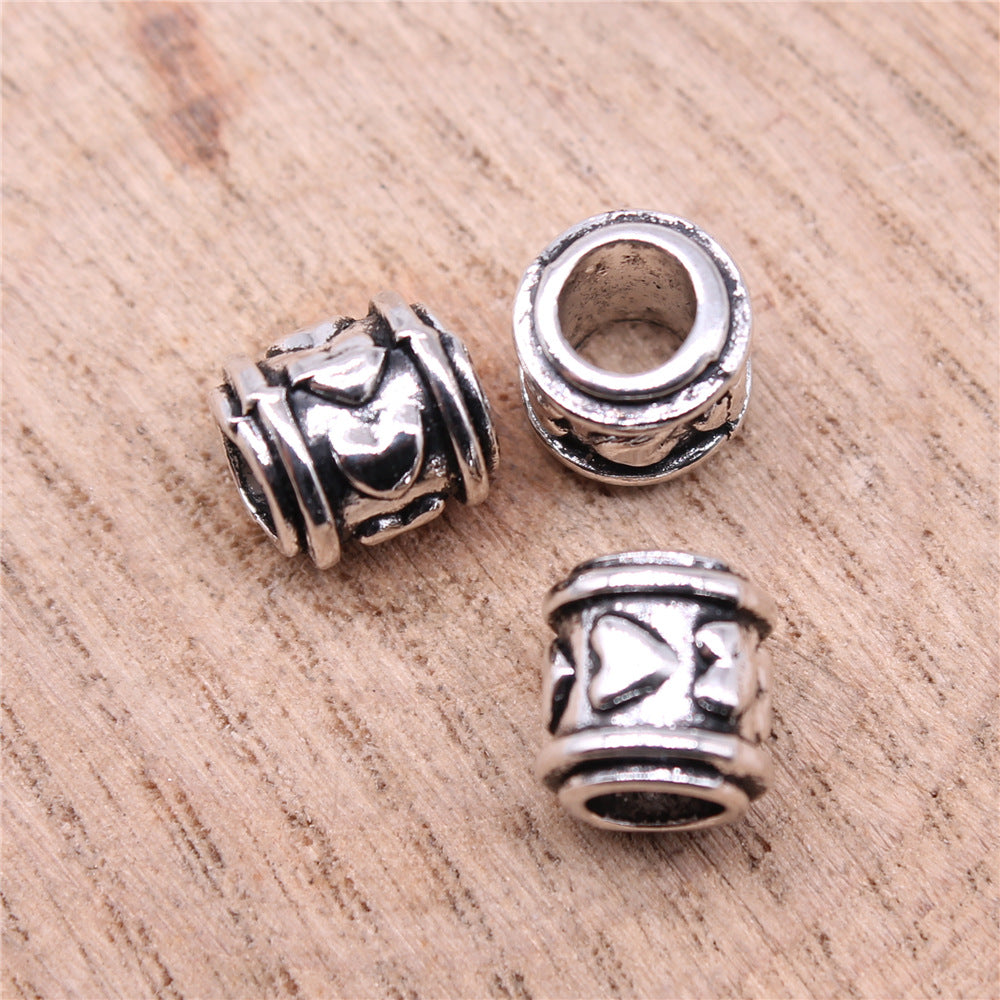 9x9x9mm 1.6g Antique Silver Zinc Alloy Large Hole Barrel Spacer Beads for Bracelet Necklace DIY