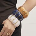 Marbled Resin Stretch Bracelet in Nine Colorways with Gold Tone Separators view 3