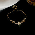Gold Adjustable Crystal Cat Eye Cross Flower Bracelets view 6