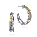 Silver Gold Twisted Beaded Multi Band Hoop Earrings view 2