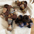 Coffee Brown Wool Tweed Bow Claw And Twist Hair Clips view 1