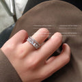 Open Adjustable Baguette CZ Double Band Rings Gold Silver view 2