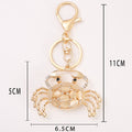 Cats Eye Stone Crab Keychain Gold Clasp Cream Body view 2