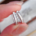 Openwork Crystal Huggie Hoop Earrings in Three Metal Tones view 1
