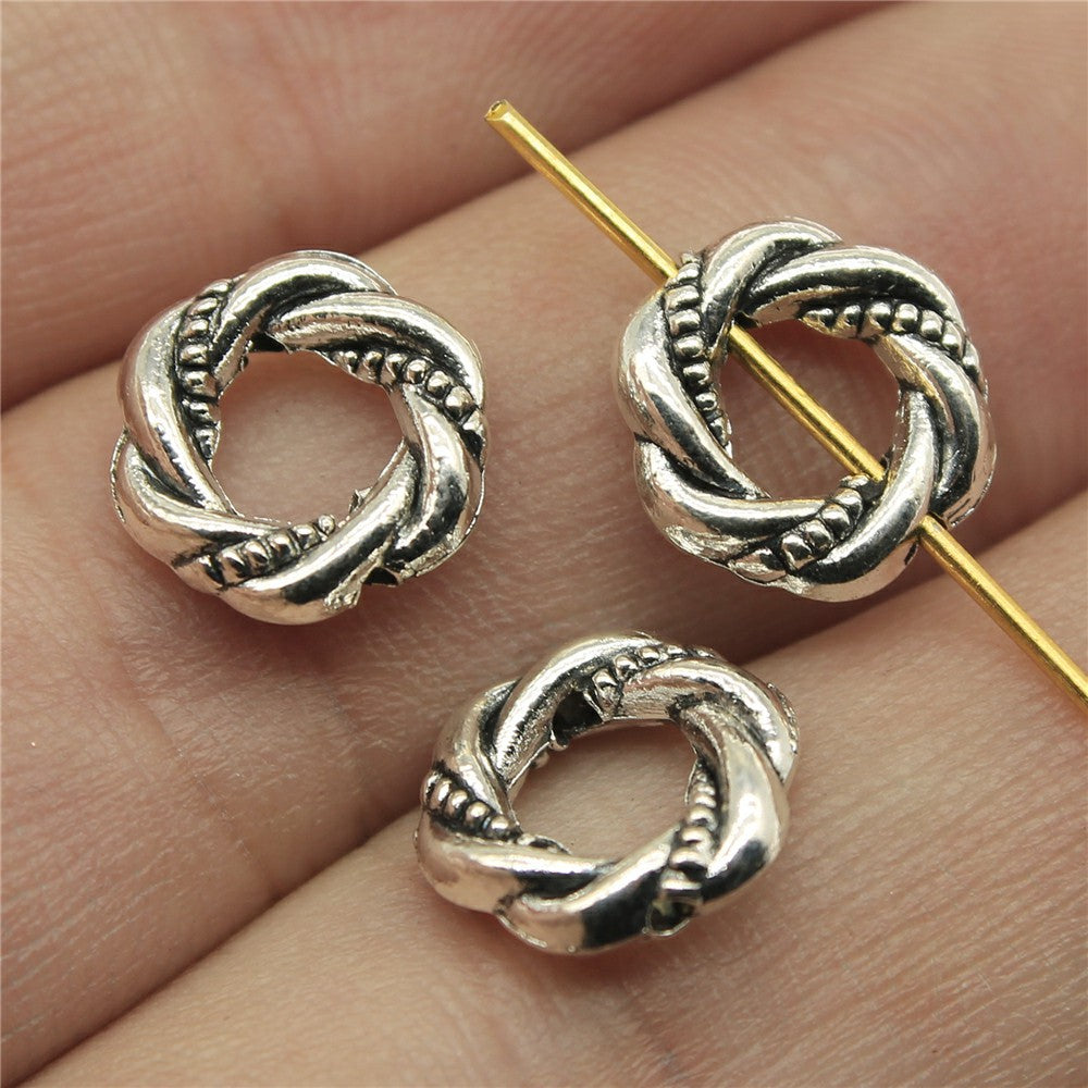 11x11mm 0.9g Multi Color Zinc Alloy Hemp Rope Shape Small Hole Spacer Beads for Jewelry Making
