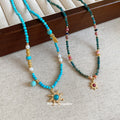 Two Color Bead Sun Charm Pendant Statement Necklace view 2