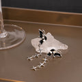 Black Butterfly and Silver Star Branch Dangle Earrings view 2