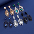 Gold Tone Silver Tone Green Teardrop Openwork Five Designs Metal Dangle Earrings view 2