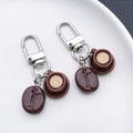 Brown Coffee Bean and Cup Clasp Keychains with Metal Hardware view 2