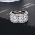 Silver Double Row Clear Pave Wide Band Ring Alloy S925 view 2