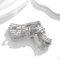 Gold Tone Ribbon Bow Openwork Crystal Two Designs Metal Brooch Pin view 3