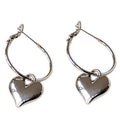 Silver-Tone Hoop Earrings With Puffy Heart Dangle Charms view 5