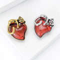 Cat on Red Heart Brooch with Translucent Enamel for Jackets and Scarves view 3