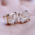 Square Step-Cut Solitaire Stud Earrings In Clear And Green view 4