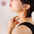 Heart Stud Earrings Red or Blue Crystal Gold and Steel view 3