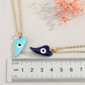 Gold Tone Horn-Shaped Evil Eye Pendant Necklaces in Four Colors view 2